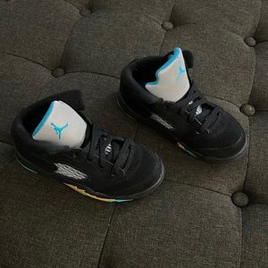 Air Jordan Retro Sneakers. Black Suede. Toddler 10